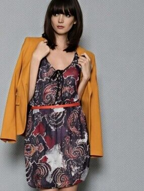 Free People rare lace up smocked waist abstract pattern dress